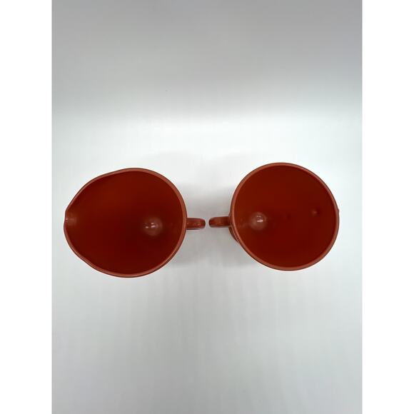 Vintage Hazel Atlas Glass Rust Orange Mid-Century Footed Open Creamer & Sugar - Picture 5 of 8